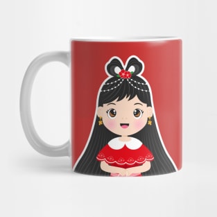 Cute red chinese girl Mug